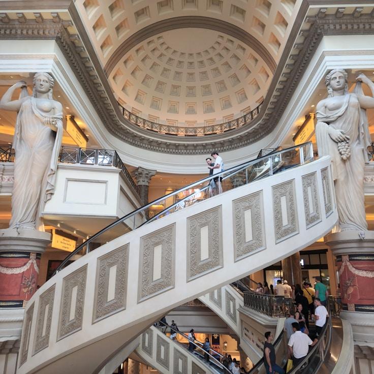 Modern shopping mall interior with family areas